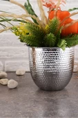 TR Turan Collection GİZEM Metal Dövme Vazo Gümüş Renk Metal Aranjman - ÇİÇEKSİZ - 4