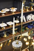 TR Turan Collection Altın 2'li Mermer Tabanlı Gold Şamdan,Şık Mermer Metal Mumluk 1 Metal - 2