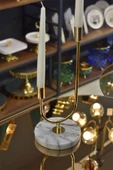 TR Turan Collection Altın 2'li Mermer Tabanlı Gold Şamdan,Şık Mermer Metal Mumluk 1 Metal - 1