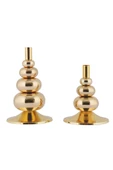 TR Turan Collection FLORA 2'li Şamdan Gold Kaplama Dekoratif Metal Mumluk - 6