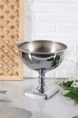 TR Turan Collection KUBBE Gümüş Renk Metal Aranjman, Dekoratif Ayaklı Çiçek Vazosu - ÇİÇEKSİZ - 1