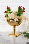 TR Turan Collection KUBBE Gold Renk Metal Aranjman, Dekoratif Ayaklı Çiçek Vazosu - ÇİÇEKSİZ - 3
