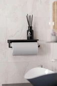 TR Turan Collection Metal Siyah Raflı Havlu Askısı, Havlu Tutacağı, Kağıt Havluluk - 2