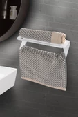 TR Turan Collection Metal Beyaz Modern Havluluk, Minimalist Banyo Rafı - 1