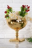 TR Turan Collection KUBBE Gold Renk Metal Aranjman, Dekoratif Ayaklı Çiçek Vazosu - ÇİÇEKSİZ - 4