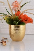 TR Turan Collection GİZEM Metal Dövme Vazo Gold Metal Aranjman - ÇİÇEKSİZ - 3