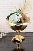 TR Turan Collection DERYA Gold Metal Aranjman, Dekoratikf Ayaklı Çiçek Vazosu - ÇİÇEKSİZ - 3