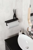TR Turan Collection Metal Siyah Raflı Havlu Askısı, Havlu Tutacağı, Kağıt Havluluk - 1