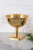 TR Turan Collection KUBBE Gold Renk Metal Aranjman, Dekoratif Ayaklı Çiçek Vazosu - ÇİÇEKSİZ - 1