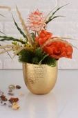 TR Turan Collection GİZEM Metal Dövme Vazo Gold Metal Aranjman - ÇİÇEKSİZ - 4