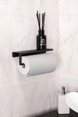 TR Turan Collection Metal Siyah Raflı Havlu Askısı, Havlu Tutacağı, Kağıt Havluluk - 3