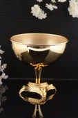 TR Turan Collection DERYA Gold Metal Aranjman, Dekoratikf Ayaklı Çiçek Vazosu - ÇİÇEKSİZ - 1