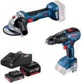 Bosch GSB 18V-50 Darbeli Delme/Vidalama + GWS 180-LI Taşlama Makinesi - 0615990M8S - 1