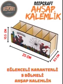 DeepCraft Ahşap Çocuklar İçin Masa Üstü Kare Kalemlik & Organizer-Ağ Spiderman - 3