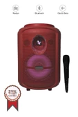 Torima KTS-2111 Kırmızı RGB Ledli Mikrofonlu Tekerlekli Bluetooth Hoparlör Speaker - 1