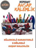 DeepCraft Ahşap Çocuklar İçin Masa Üstü Kare Kalemlik & Organizer-Spiderman - 3