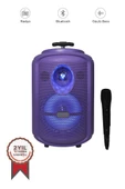 Torima KTS-2111 Mor RGB Ledli Mikrofonlu Tekerlekli Bluetooth Hoparlör Speaker thumbnail 1