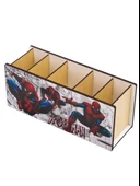 DeepCraft Ahşap Çocuklar İçin Masa Üstü Kare Kalemlik & Organizer-Spiderman - 4