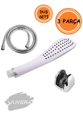 WUVERA Banyo Duş Başlığı Fiskiyesi Telefonu Oval Başlık Beyaz Duş Seti - 1