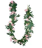 Nettenevime Yapay Çiçek Sarkan Ve Dolanan Pembe Japon Kiraz  Çiçekli Okaliptus lu Söğüt Yaprağı Yapay Sarmaşık thumbnail 5