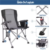 Efsane Kamp - Profesyonel Fold&Go Katlanır Kamp Sandalyesi – Gri - 4