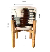 Bitki Tasarımı Yeşil Sırlı Terrakota Toprak Saksı Saksılık Salon Çiçeklik 4 Ayaklı - 19 CM - 2