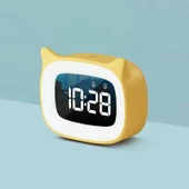 Valkyrie Çok Şirin Kedi Masaüstü Saat Şarjlı LED Işıklı Sevimli Saat Sarı - 6