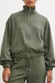 Fermuarlı Sweatshirt Haki - 3
