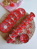 Den Tasarım Hediyelik Nazar Boncuğu El işlemesi 6 Kişilik Kahve Fincan Seti Kırmızı thumbnail 1