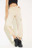 Bel Ve Paça Lastikli Kargo Cep Paraşüt Pantolon Bej thumbnail 2