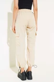 Bel Ve Paça Lastikli Kargo Cep Paraşüt Pantolon Bej thumbnail 3
