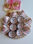 Den Tasarım Hediyelik  El İşlemeli Renkli Dantel 6 Kişilik Kahve Fincan Seti Ve 6 lı Lokumluk Kase - 2