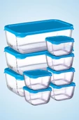 9 Parça Snowbox Mavi Kapaklı Saklama Kabı Takımı / 3 Büyük + 6 Küçük / Özel Set - 3