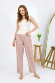 Akbeniz Kadın Penye Çiçek Desenli Tek Alt Pijama 27531 Pudra - 1