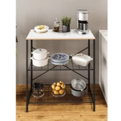 Eportatif Çok Amaçlı Mutfak Rafı Bangosu Masa Geniş Beyaz 1440 - 2