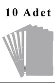 10 Adet A4 Gri Telli Dosya 1 Paket Ekonomik Kaliteli Telli Dosya Ofis Büro Okul - 1