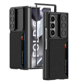 Galaxy Z Fold 6 Kılıf Kamera Korumalı Karbon Fiber Arka Yüzey  Kartlıklı Kıpta Sert Kapak - 2