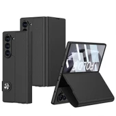 Galaxy Z Fold 6 Kılıf Suni Deri Tasarımlı Magnetik Tokalı ve Kartlıklı  Kıpta Zegna Kapak - 1
