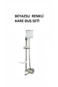 Bereket Hırdavat Beyazsu Beyazsı  Kare Renkli Sürgülü Duş Seti - 1