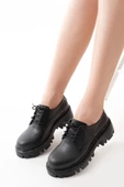 868-754 Siyah Bağcıklı Günlük Yüksek Tabanlı Loafer Ayakkabı - 1