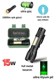 15w 1000lm mini zomlu flaşörlü ful metal suya karşı dayanıklı el feneri - 1