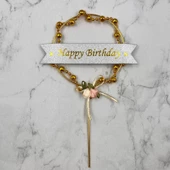 Pasta Üstü Metal Çubuklu Gold Boncuklu 21 cm - 2