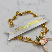 Pasta Üstü Metal Çubuklu Gold Boncuklu 21 cm - 1