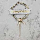 Pasta Üstü Metal Çubuklu Gümüş Boncuklu 21 cm - 2