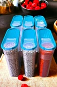6 Adet Plastik 4 Litre Kapaklı Erzak Saklama Kabı Kutusu Takımı Mavi - 1