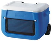 Coleman Poly-Lite Wheeled Mesh 50 QT Tekerlekli Soğutucu Buzluk 47.3 Lt-Mavi-Beyaz thumbnail 3