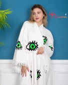Bornoz ,Plaj Kıyafeti,Kimono , Kaftan ,Sabahlık  Neon Göz Desen Baskılı - 4