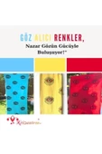 Plaj Havlusu ,Banyo  Havlusu  ,Peştamal ,Koltuk örtüsü  Mavi Kumaş Nazar Göz Desen Baskılı - 1