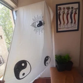 Plaj Havlusu ,Banyo  Havlusu  ,Peştamal ,Koltuk örtüsü Ying Yang Enerjisi Desen Baskılı - 2
