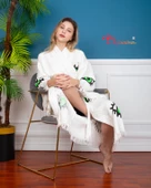 Bornoz ,Plaj Kıyafeti,Kimono , Kaftan ,Sabahlık  Neon Göz Desen Baskılı - 3